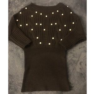 Off The Shoulder Pearl Sweater Dress